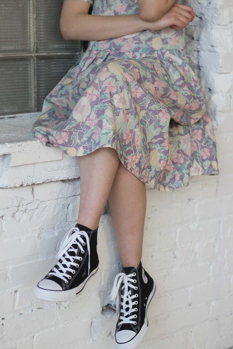 Vintage Purple Floral House Dress