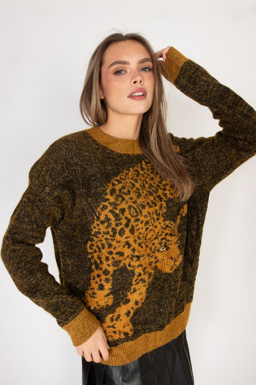 Recycled Cheetah 80s Style Sweater