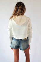 Denim Star Patches Cropped Sweatshirt