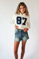 Denim Star Patches Cropped Sweatshirt