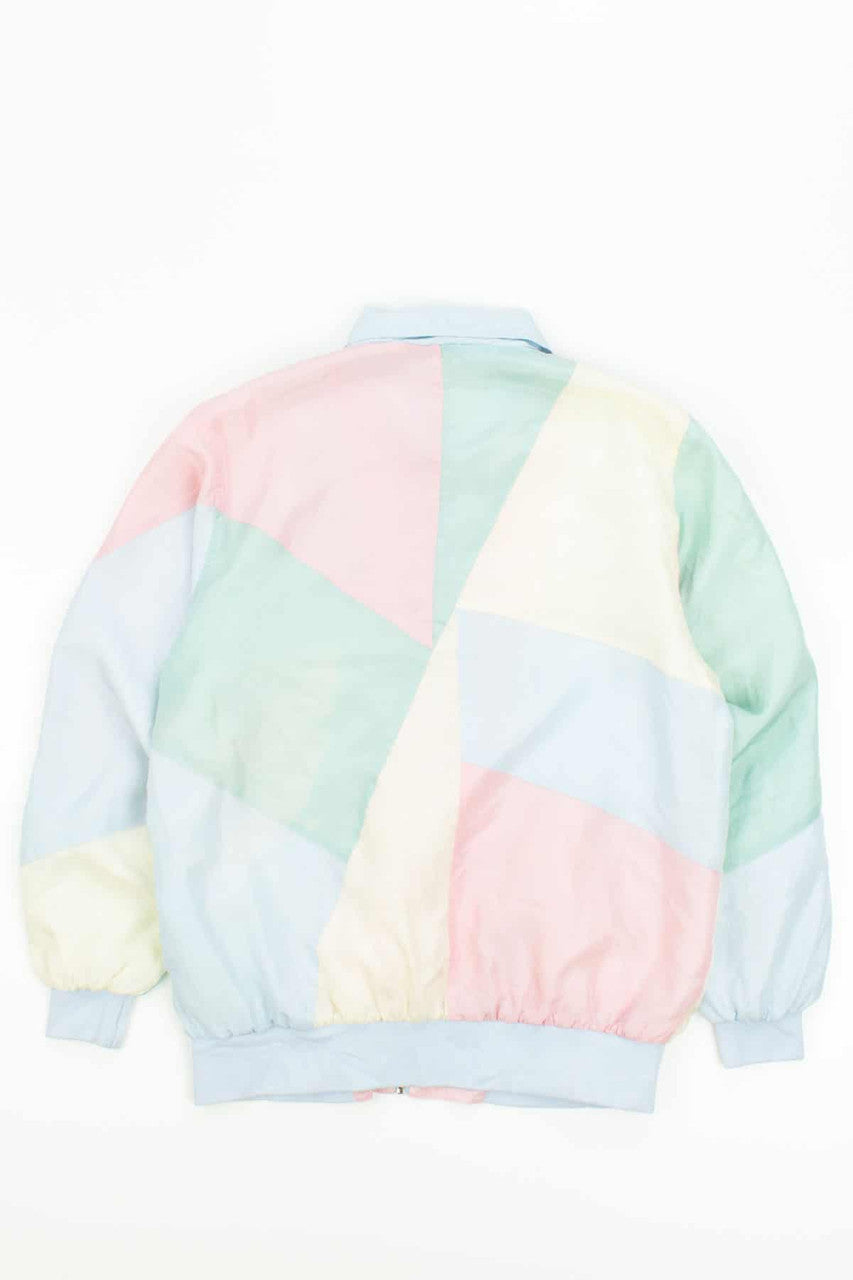 Vintage 90s Pastel Silk Color Block Jacket