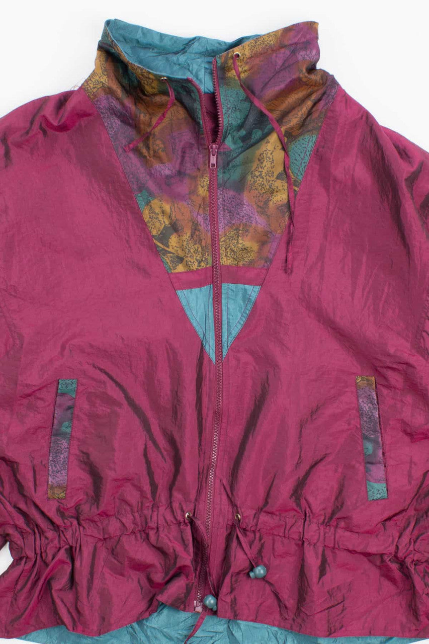 Shiny Burgundy 90s Windbreaker