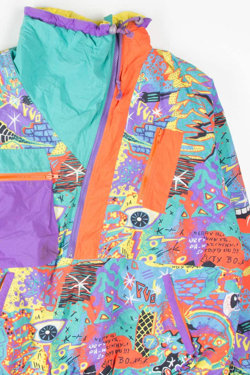 90s Eye Pattern Puff Jacket 18441