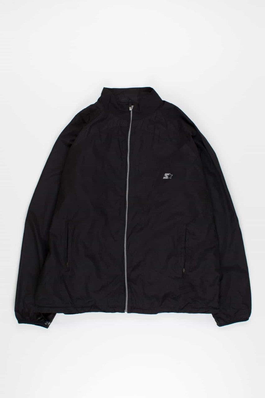 Black Vented Contrast Stripe Starter Jacket