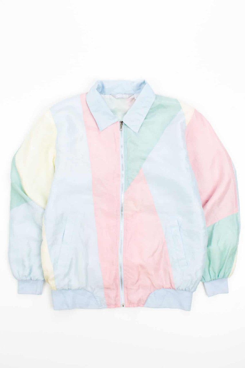 Vintage 90s Pastel Silk Color Block Jacket