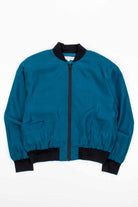 Vintage 90s Deep Teal Soft Silk Bomber Jacket