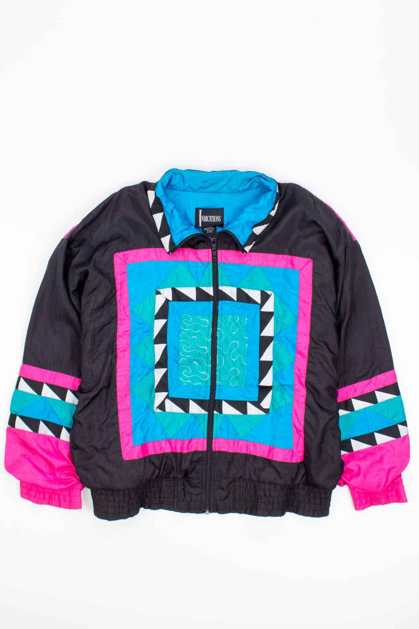 Vintage 90s Neon Quilted Bomber Jacket