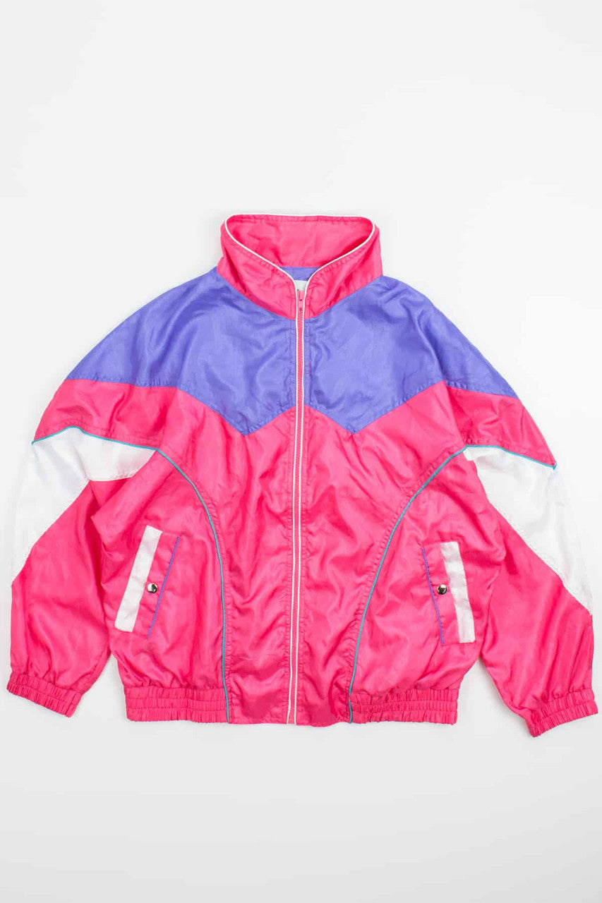 Bright Pink Color Block 90s Jacket