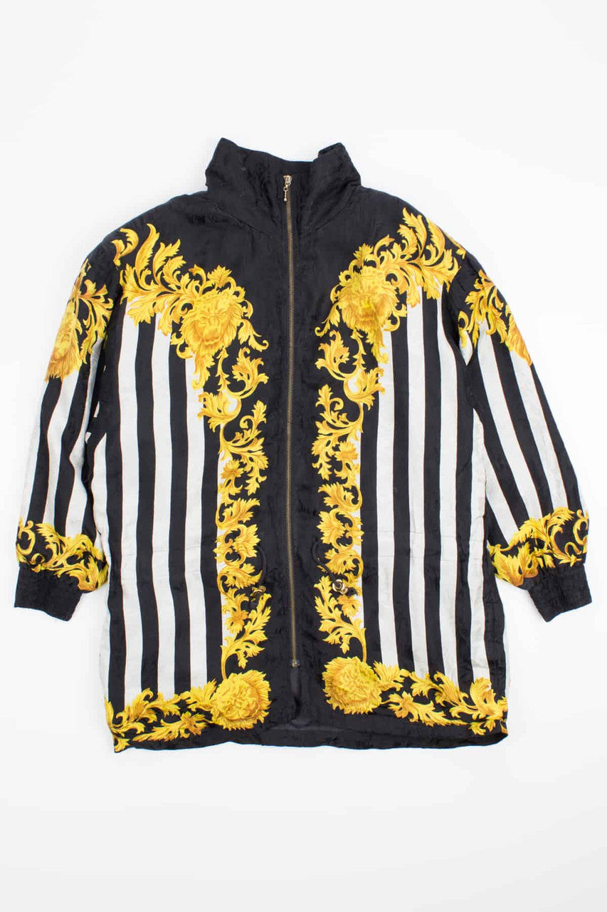 Black and White Stripe Silk Vintage Jacket