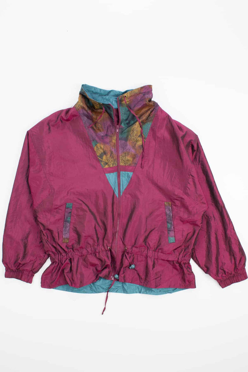 Shiny Burgundy 90s Windbreaker