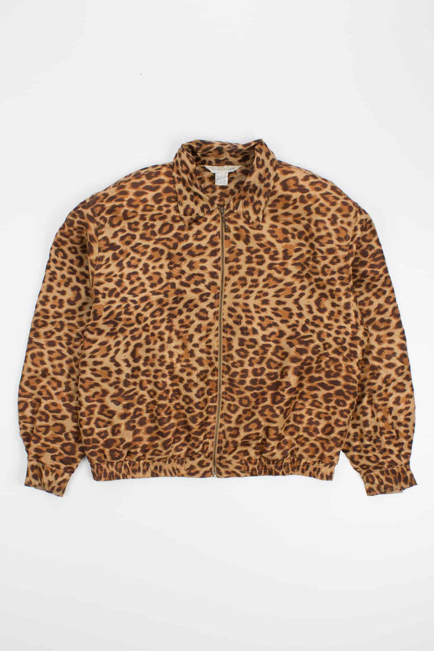 Leopard Print Silk 90s Jacket