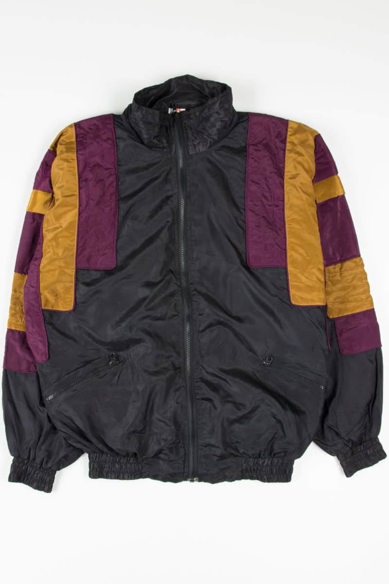 Black Color Blocked Zip Sleeves Jacket