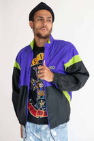Purple and Green Asics Vintage Windbreaker