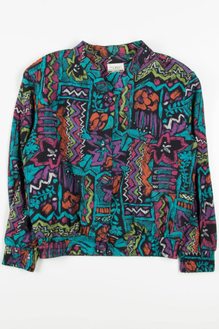 Abstract Floral Button Up Jacket 19476