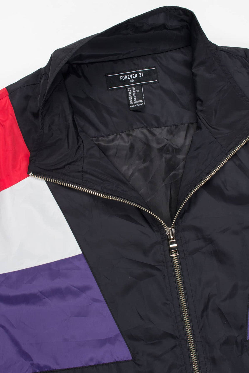 Black Color Blocked 90s Jacket 19488