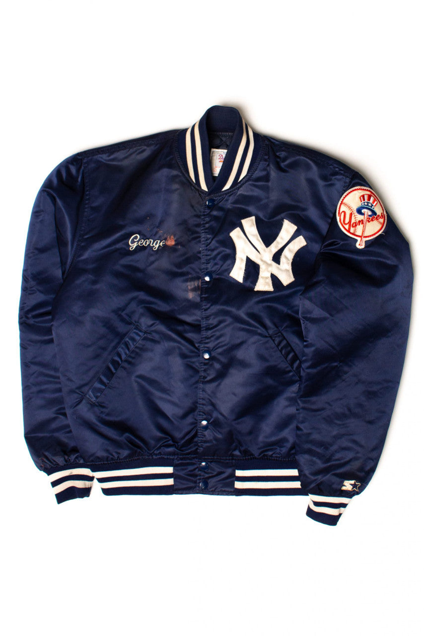 George's Vintage New York Yankees Satin Starter Bomber Jacket