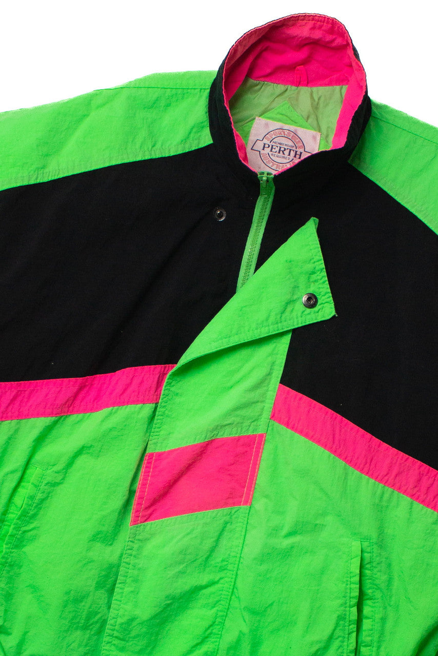 Vintage Neon Black Windbreaker (sz. Medium)