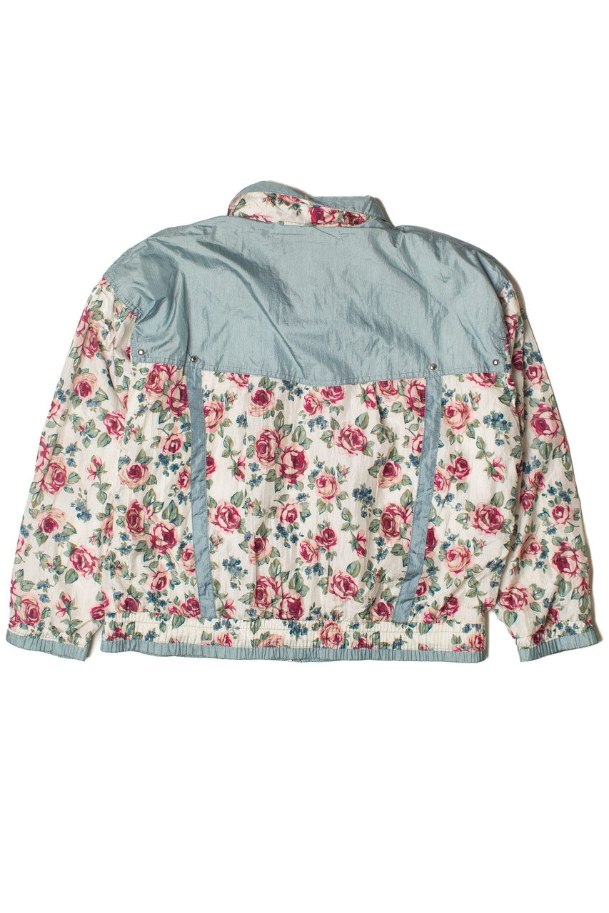 Light Blue Floral Rose Bouquet 90s Jacket