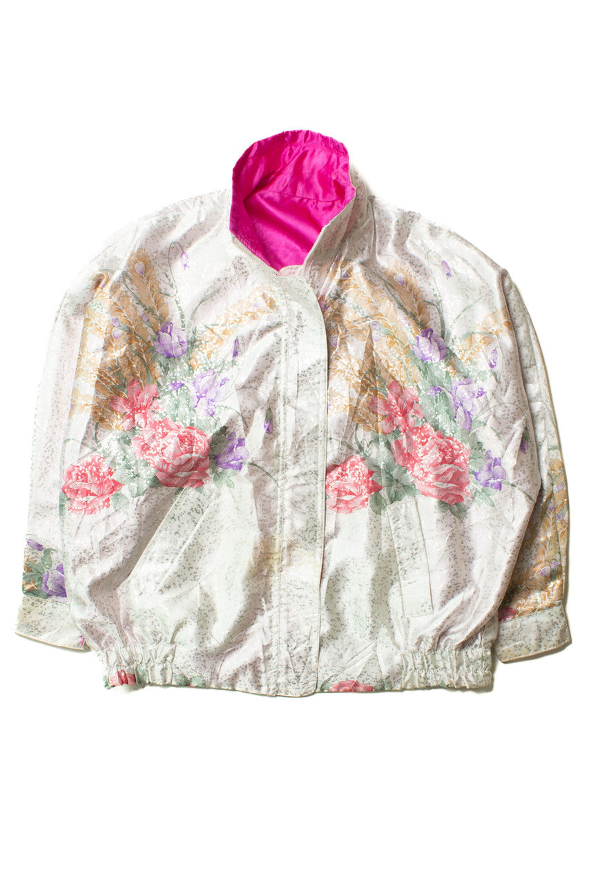 Vintage Hot Pink & Floral Reversible 90s Jacket (1990s)