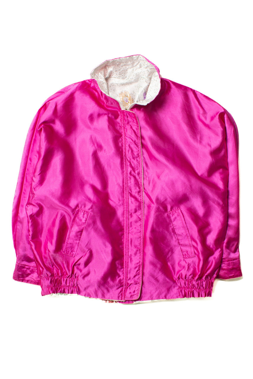 Vintage Hot Pink & Floral Reversible 90s Jacket (1990s)