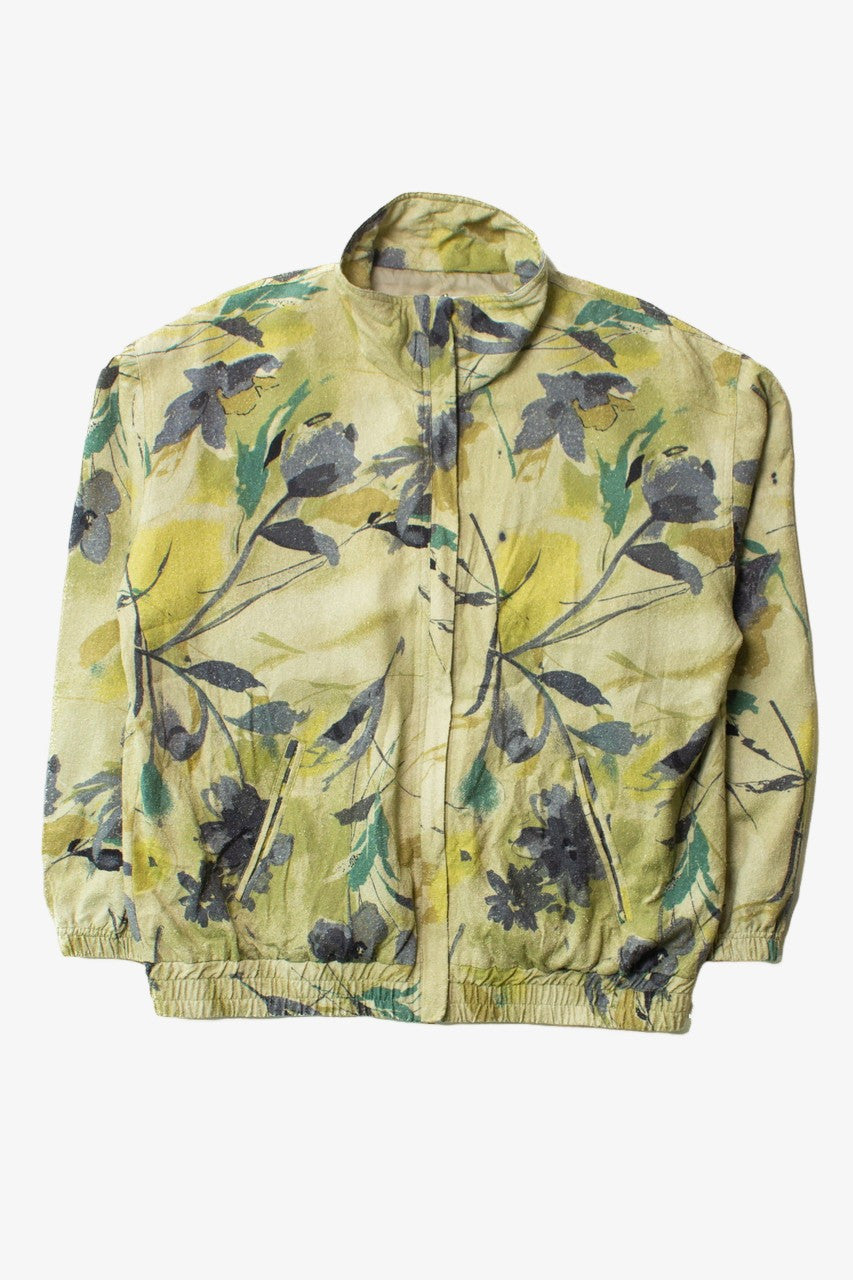 Vintage Watercolor Floral Raw Silk 90s Jacket (1990s)