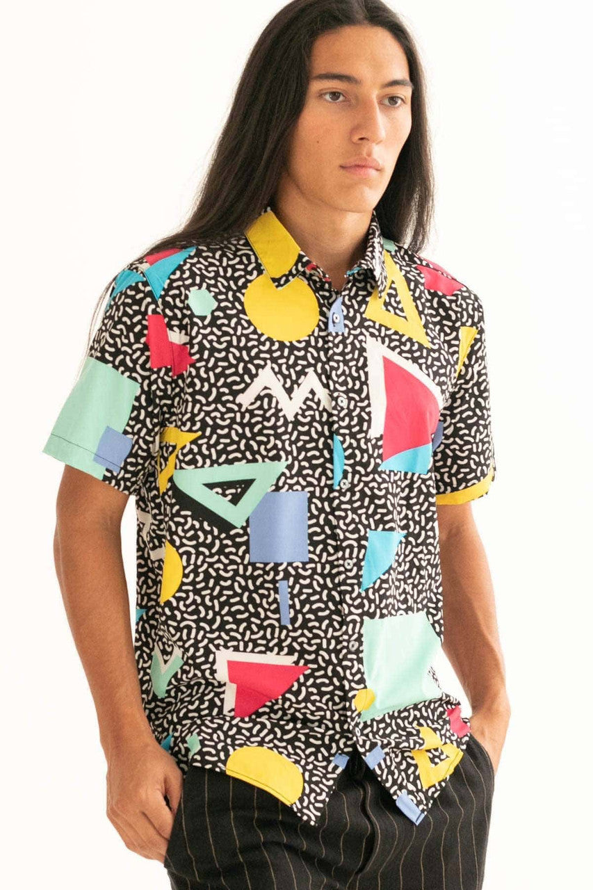 80s or 90s print Static Geometric Button Up Shirt – Ragstock