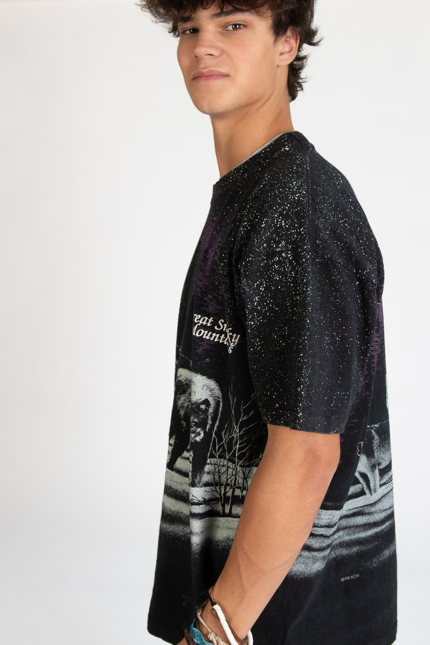 Vintage "Great Smoky Mountains" Wolf Moon All Over Print T-Shirt