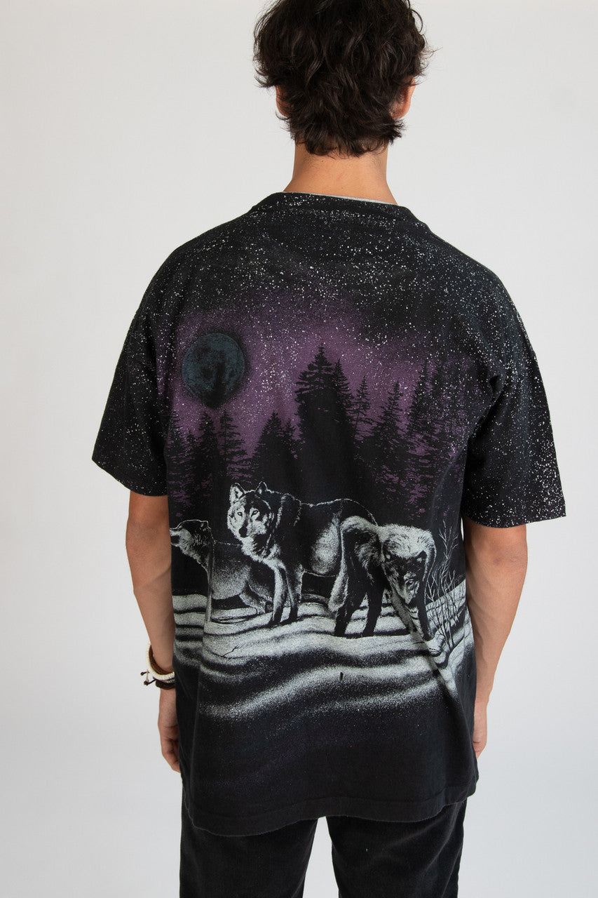 Vintage "Great Smoky Mountains" Wolf Moon All Over Print T-Shirt