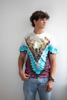 Vintage 1992 Liquid Blue Skull Eagle Tie Dye T-Shirt