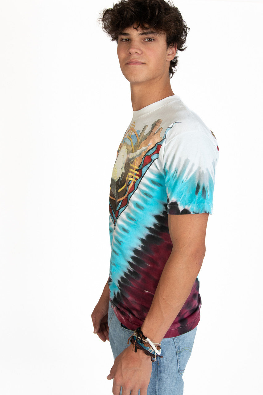 Vintage 1992 Liquid Blue Skull Eagle Tie Dye T-Shirt