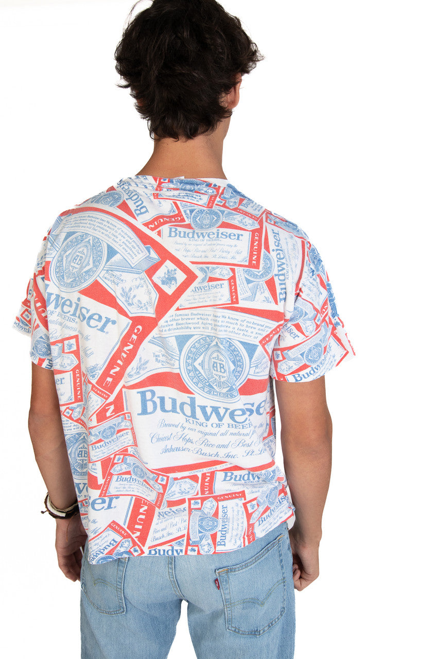 Vintage Budweiser All Over Print Single Stitch T-Shirt