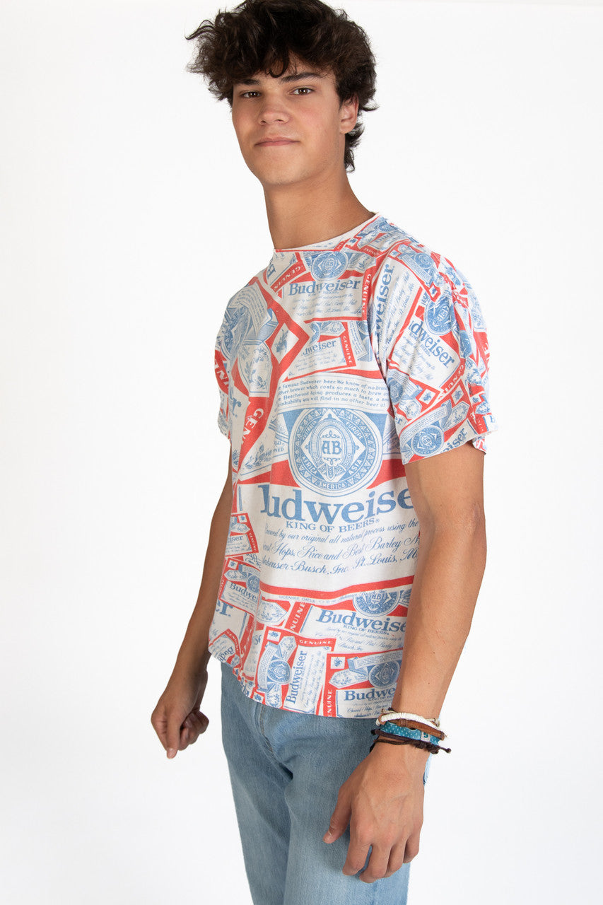 Vintage Budweiser All Over Print Single Stitch T-Shirt