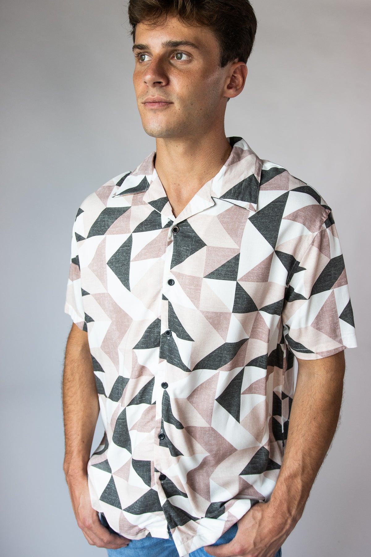 Abstract Woven Button Up