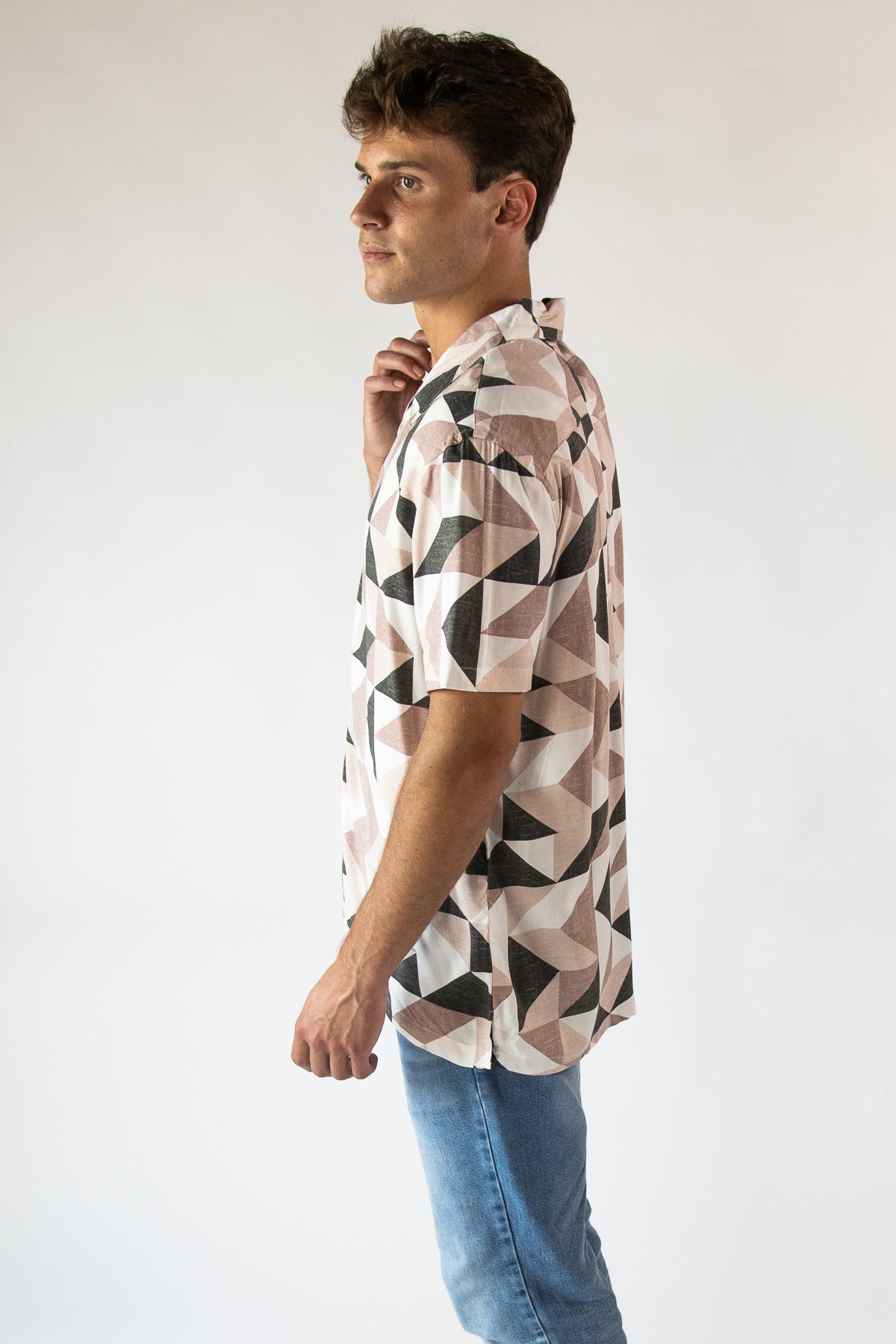 Abstract Woven Button Up
