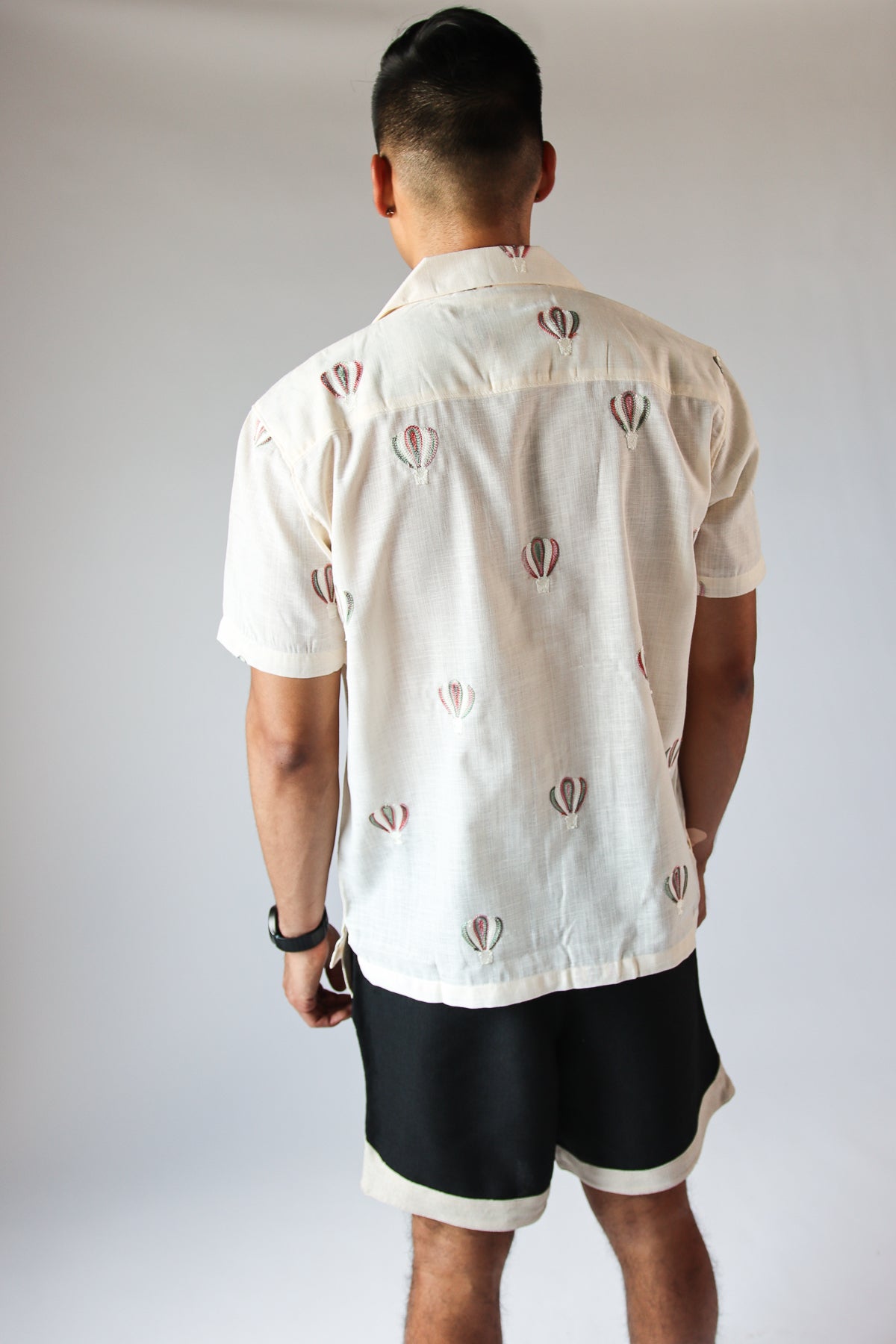Hot Air Balloon Embroidered Button Up