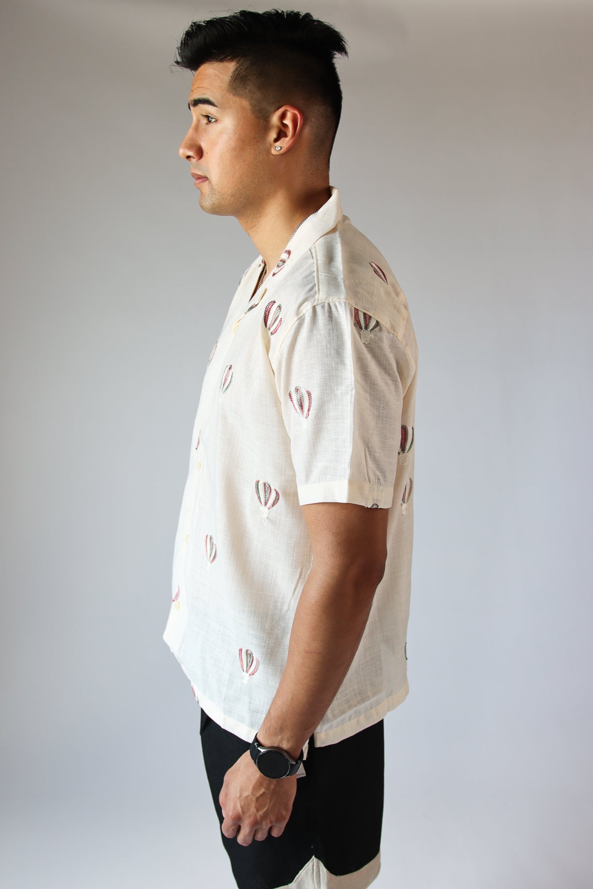 Hot Air Balloon Embroidered Button Up
