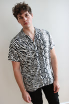 Black & White Animal Print Button Up Shirt