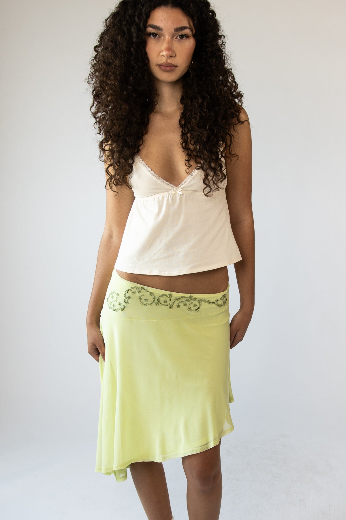 Asymmetrical Embroidered Mini Skirt