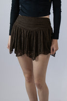 Asymmetrical Hem Lace Mini Skort