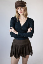 Asymmetrical Hem Lace Mini Skort