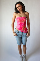 Asymmetrical Hibiscus Tube Top