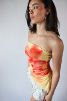 Asymmetrical Hibiscus Tube Top