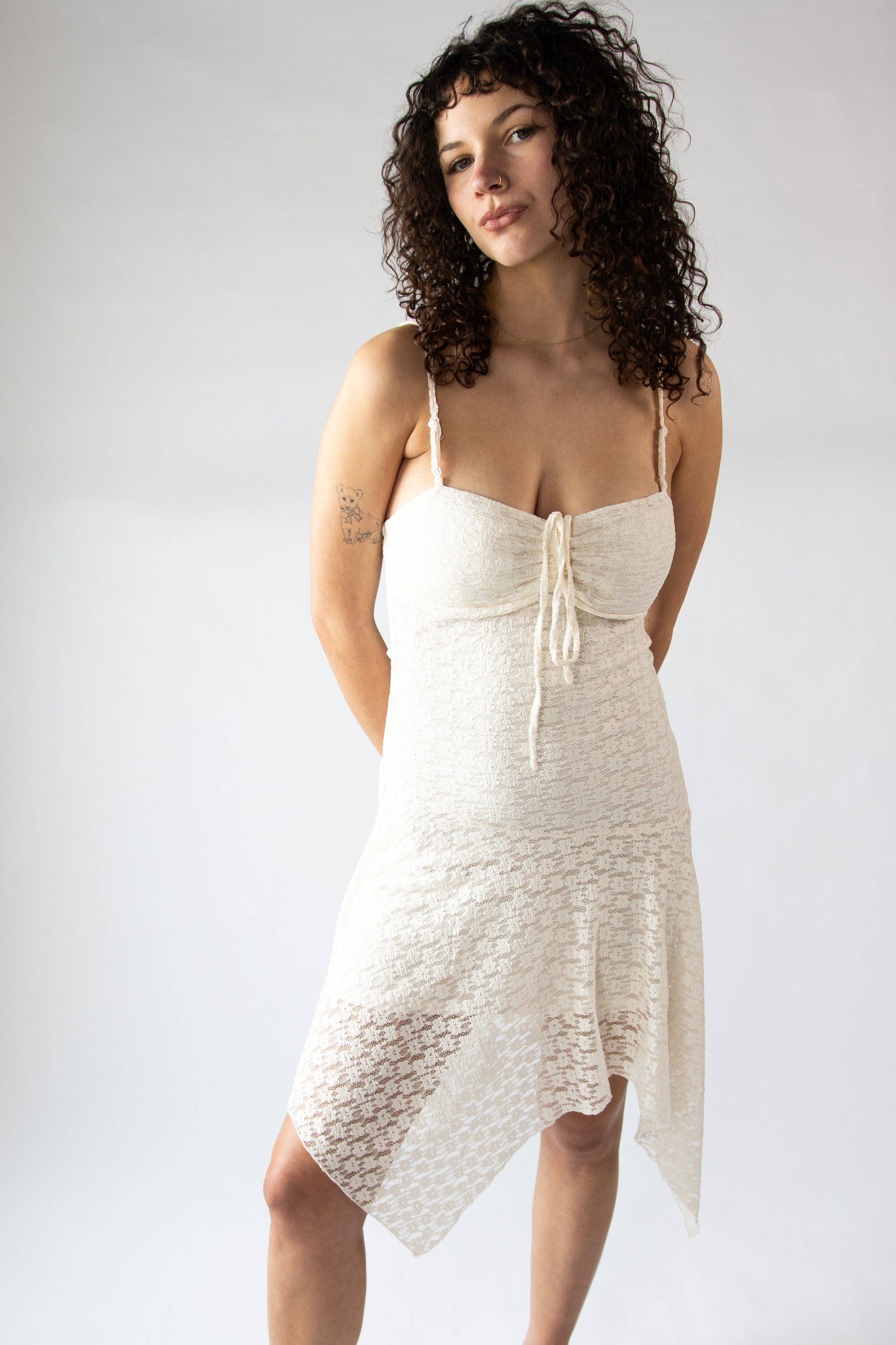 hanky hem lace dress Women's Placement Lace Hanky Hem Dress, Off White