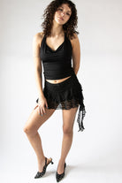 Asymmetrical Lace Ruffle Skort