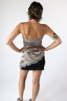 Asymmetrical Satin Lace Trim Cami