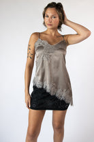 Asymmetrical Satin Lace Trim Cami