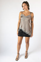 Asymmetrical Satin Lace Trim Cami