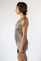Asymmetrical Satin Lace Trim Cami