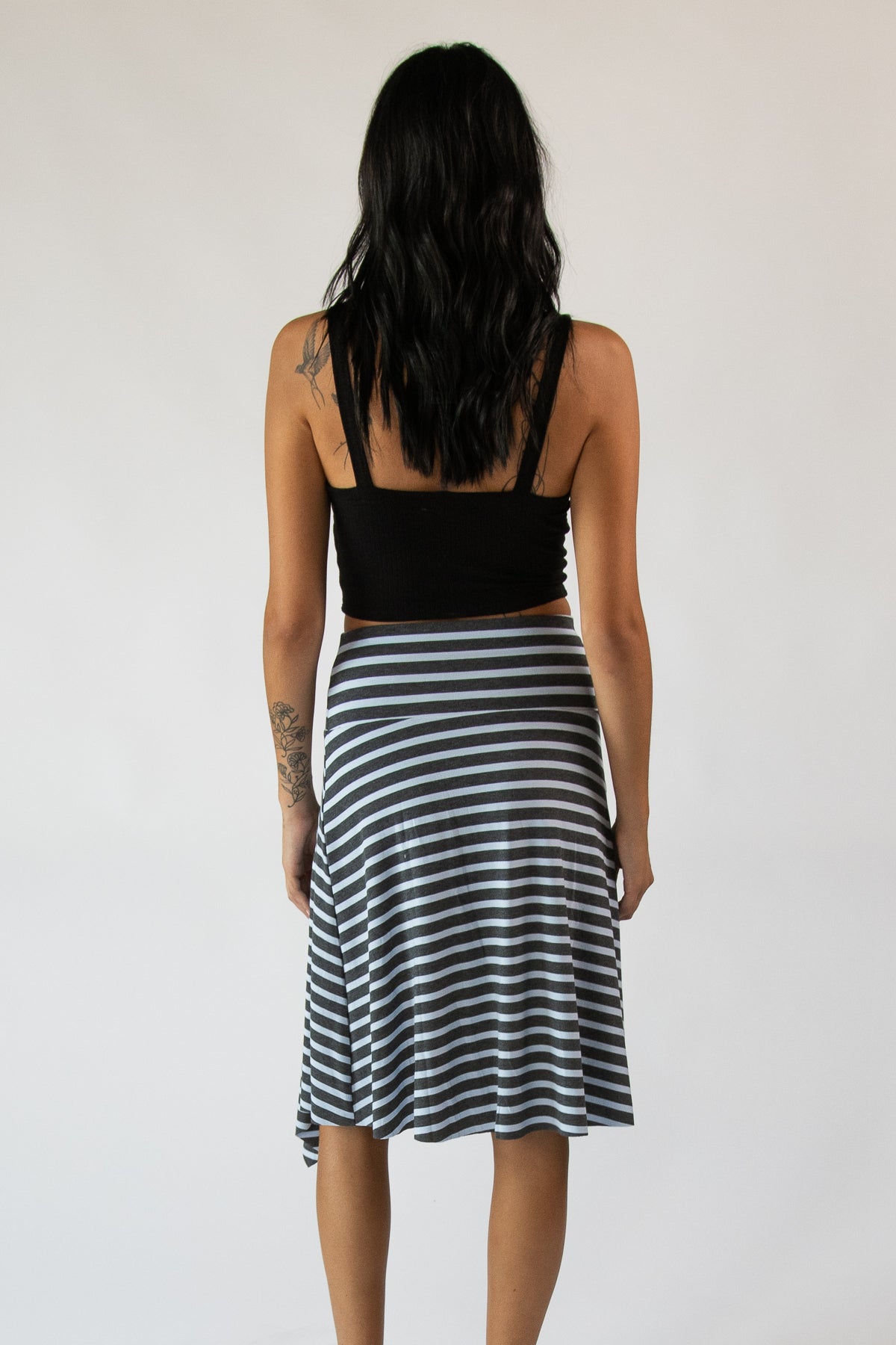 Asymmetrical Stripe Midi Skirt