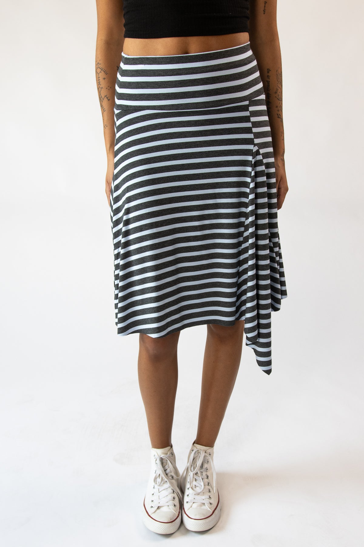 Asymmetrical Stripe Midi Skirt